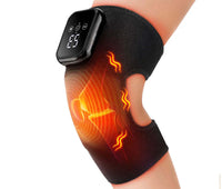 Masajeador térmico aplicado en la rodilla, calor y vibración